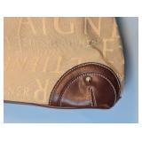 B2 - Etienne Aigner Tote Bag - Beige Canvas with Brown Leather Trim