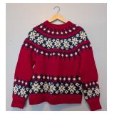 B2 - Made in Salzburg Vintage Red Wool Sweater - Nordic Fair Isle Knit, Women