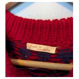 B2 - Made in Salzburg Vintage Red Wool Sweater - Nordic Fair Isle Knit, Women
