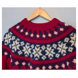 B2 - Made in Salzburg Vintage Red Wool Sweater - Nordic Fair Isle Knit, Women
