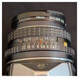 LR - Pentax ME 35mm SLR Camera - 49mm Vivitar Skylight Filter & External Flash & Case