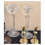 LR - Chesapeake Bay Candle Unscented Taper Candles & Crystal Glass Candle Holders Set