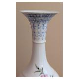 LR - Chinese Porcelain Vase with Pink Peony Blossoms and Birds