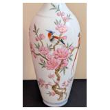 LR - Chinese Porcelain Vase with Pink Peony Blossoms and Birds