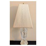 LR - Crystal Table Lamp - Cut-Crystal Base, Beige Pleated Shade