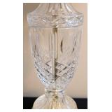 LR - Crystal Table Lamp - Cut-Crystal Base, Beige Pleated Shade