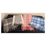 LR - Lot of 4 Wool Scarves - Plaid & Check, Lochcarron of Scotland & Jacob Sheep