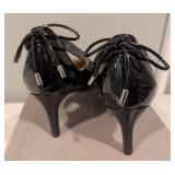 MB - Franco Sarto L-DOE Black Patent Slingback Pumps - Women