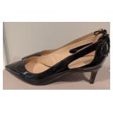 MB - Franco Sarto L-DOE Black Patent Slingback Pumps - Women