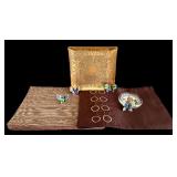 SR - Gold Square Platters 11in (4) - Brown Circle Placements (6) - Butterfly Decor