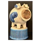 O - Blue Stoneware 8-Piece Set - 2 Pitchers, 2 Mugs, 2 Saucers, 1 Ramekin, Piggy Bank