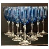O - Blue Cobalt Glass Wine Goblets - 8.5 in Tall, 10 Glasses