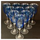 O - Blue Cobalt Glass Wine Goblets - 8.5 in Tall, 10 Glasses