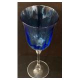 O - Blue Cobalt Glass Wine Goblets - 8.5 in Tall, 10 Glasses