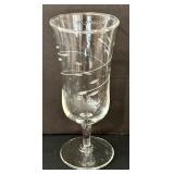 O - Crystal Glassware Set - 6 Etched Wine Glasses & 1 Vase (Lot of 7)