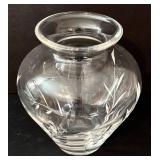 O - Crystal Glassware Set - 6 Etched Wine Glasses & 1 Vase (Lot of 7)
