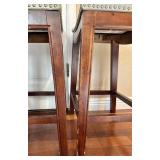 O - Pair of Saddle Stools with Nailhead Trim