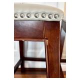 O - Pair of Saddle Stools with Nailhead Trim