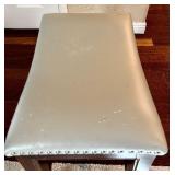 O - Pair of Saddle Stools with Nailhead Trim