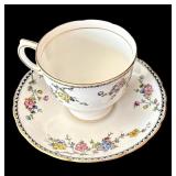 SR - 5 Mixed-Brand Floral Teacups& Saucers - Gorham Town & Country, Secret Garden, Fitz & Floyd and Porsgrund (Lot of 5)