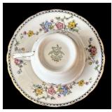 SR - 5 Mixed-Brand Floral Teacups& Saucers - Gorham Town & Country, Secret Garden, Fitz & Floyd and Porsgrund (Lot of 5)