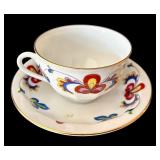 SR - 5 Mixed-Brand Floral Teacups& Saucers - Gorham Town & Country, Secret Garden, Fitz & Floyd and Porsgrund (Lot of 5)