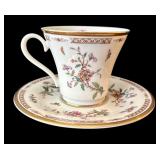 SR - 5 Mixed-Brand Floral Teacups& Saucers - Gorham Town & Country, Secret Garden, Fitz & Floyd and Porsgrund (Lot of 5)