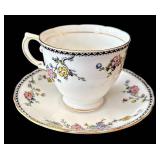 SR - 5 Mixed-Brand Floral Teacups& Saucers - Gorham Town & Country, Secret Garden, Fitz & Floyd and Porsgrund (Lot of 5)