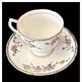 SR - 5 Mixed-Brand Floral Teacups& Saucers - Gorham Town & Country, Secret Garden, Fitz & Floyd and Porsgrund (Lot of 5)