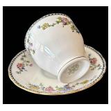 SR - 5 Mixed-Brand Floral Teacups& Saucers - Gorham Town & Country, Secret Garden, Fitz & Floyd and Porsgrund (Lot of 5)