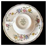 SR - 5 Mixed-Brand Floral Teacups& Saucers - Gorham Town & Country, Secret Garden, Fitz & Floyd and Porsgrund (Lot of 5)