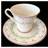 SR - 5 Mixed-Brand Floral Teacups& Saucers - Gorham Town & Country, Secret Garden, Fitz & Floyd and Porsgrund (Lot of 5)