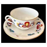 SR - 5 Mixed-Brand Floral Teacups& Saucers - Gorham Town & Country, Secret Garden, Fitz & Floyd and Porsgrund (Lot of 5)