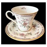 SR - 5 Mixed-Brand Floral Teacups& Saucers - Gorham Town & Country, Secret Garden, Fitz & Floyd and Porsgrund (Lot of 5)