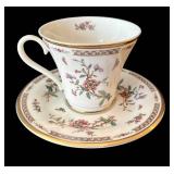 SR - 5 Mixed-Brand Floral Teacups& Saucers - Gorham Town & Country, Secret Garden, Fitz & Floyd and Porsgrund (Lot of 5)