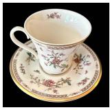 SR - 5 Mixed-Brand Floral Teacups& Saucers - Gorham Town & Country, Secret Garden, Fitz & Floyd and Porsgrund (Lot of 5)