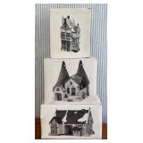 SR - Dept 56 Dickens Village Series - Butter Tub Barn, Bishops Oast House & Silas Thimbleton Barrister