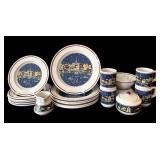 SR - Oneida Holiday Harbor Set - 6 Dinner Plates, 6 Salad Plates, 2 Bowls, 4 Mugs, Sugar Bowl & Creamer