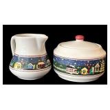 SR - Oneida Holiday Harbor Set - 6 Dinner Plates, 6 Salad Plates, 2 Bowls, 4 Mugs, Sugar Bowl & Creamer