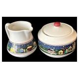 SR - Oneida Holiday Harbor Set - 6 Dinner Plates, 6 Salad Plates, 2 Bowls, 4 Mugs, Sugar Bowl & Creamer