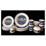 SR - Oneida Holiday Harbor Set - 6 Dinner Plates, 6 Salad Plates, 2 Bowls, 4 Mugs, Sugar Bowl & Creamer