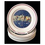 SR - Oneida Holiday Harbor Set - 6 Dinner Plates, 6 Salad Plates, 2 Bowls, 4 Mugs, Sugar Bowl & Creamer
