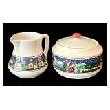 SR - Oneida Holiday Harbor Set - 6 Dinner Plates, 6 Salad Plates, 2 Bowls, 4 Mugs, Sugar Bowl & Creamer