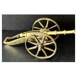 SR - Brass Cannon Figurine - Vintage Military Collectible, 6-Inch Long