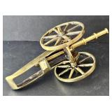 SR - Brass Cannon Figurine - Vintage Military Collectible, 6-Inch Long