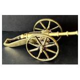 SR - Brass Cannon Figurine - Vintage Military Collectible, 6-Inch Long