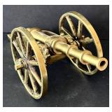 SR - Brass Cannon Figurine - Vintage Military Collectible, 6-Inch Long