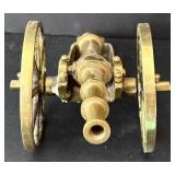 SR - Brass Cannon Figurine - Vintage Military Collectible, 6-Inch Long