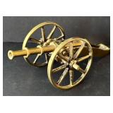 SR - Brass Cannon Figurine - Vintage Military Collectible, 6-Inch Long