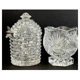 SR - Crystal Glass Bowls Set With Beehive Honey Jar